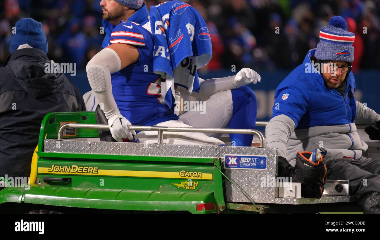 Buffalo, NY, USA. 15th Jan, 2024. Terrel Bernard 43 injured during the