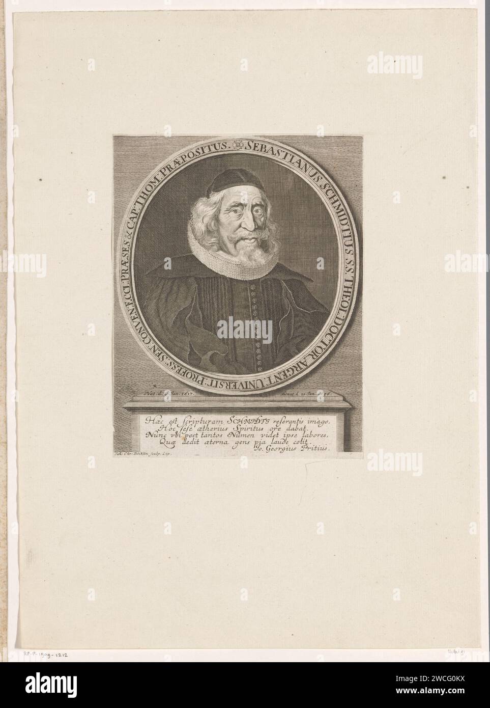 Portret van Sebastian Schmidt, Johann Christoph Boecklin, 1696 - 1709 print  Leipzig paper engraving historical persons Stock Photo