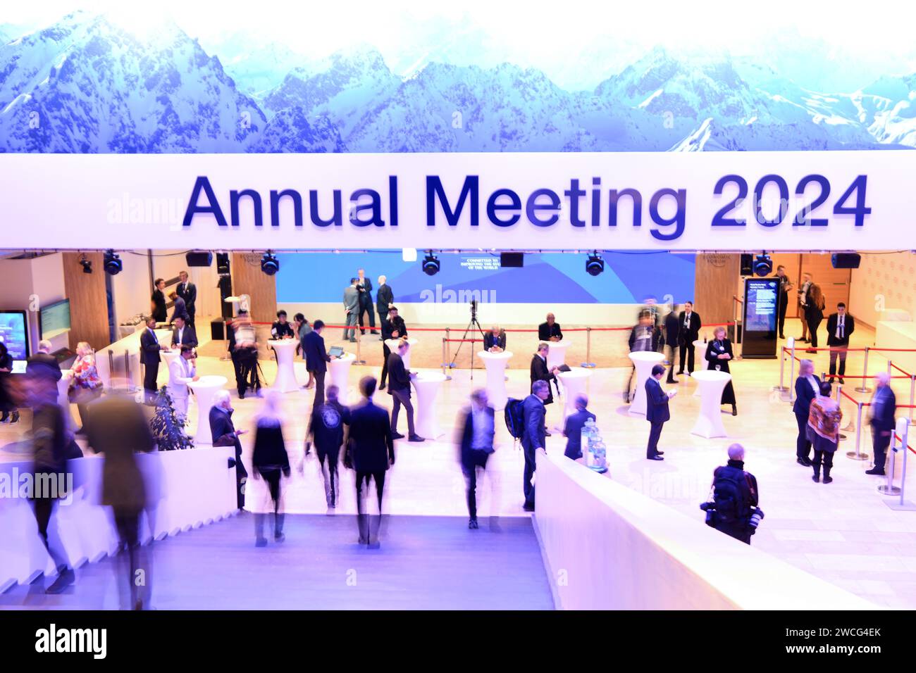 Davos, Switzerland. 15th Jan, 2024. People attend the World Economic Forum (WEF) Annual Meeting