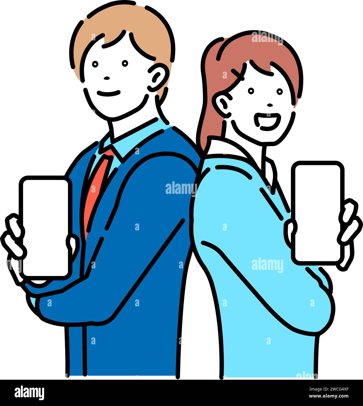 vector-illustration-of-men-and-women-with-smartphones-stock-vector