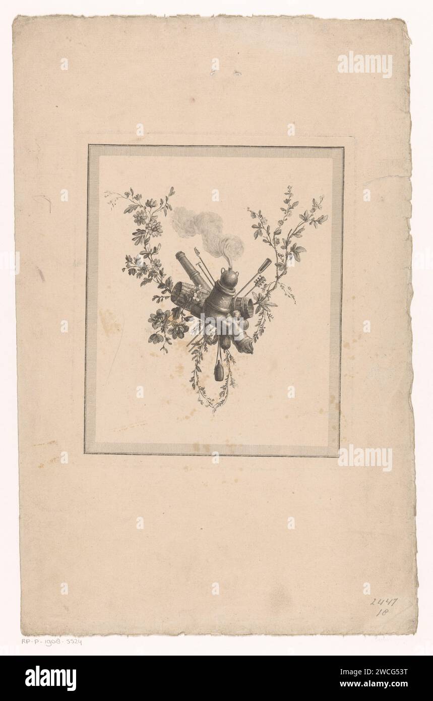 Wapentrofee, anonymous, after Pierre Ranson, 1746 - 1786 print A weapon ...
