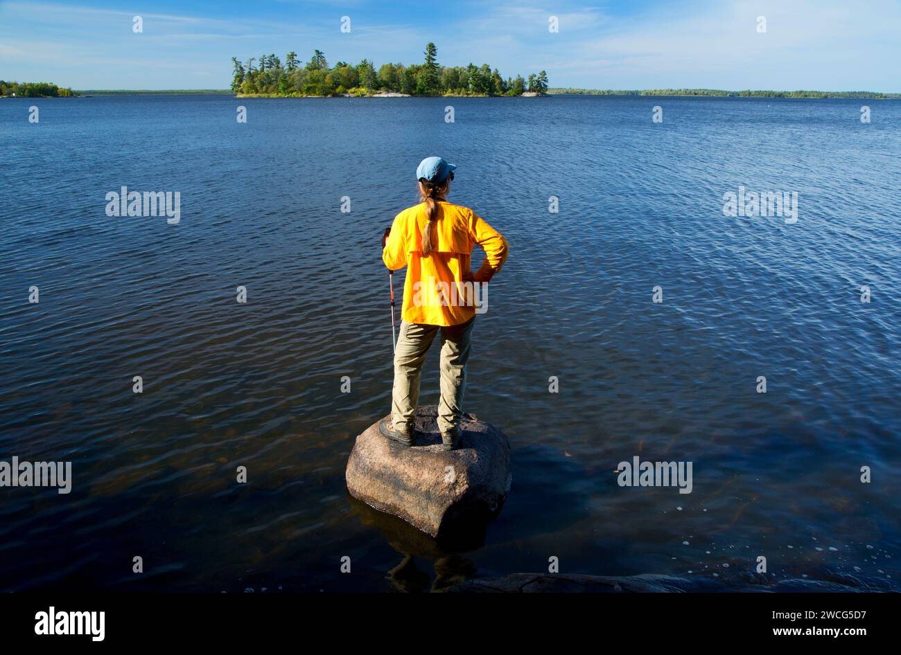 Hiker by Kabetogama Lake, Woodenfrog State Forest Campground