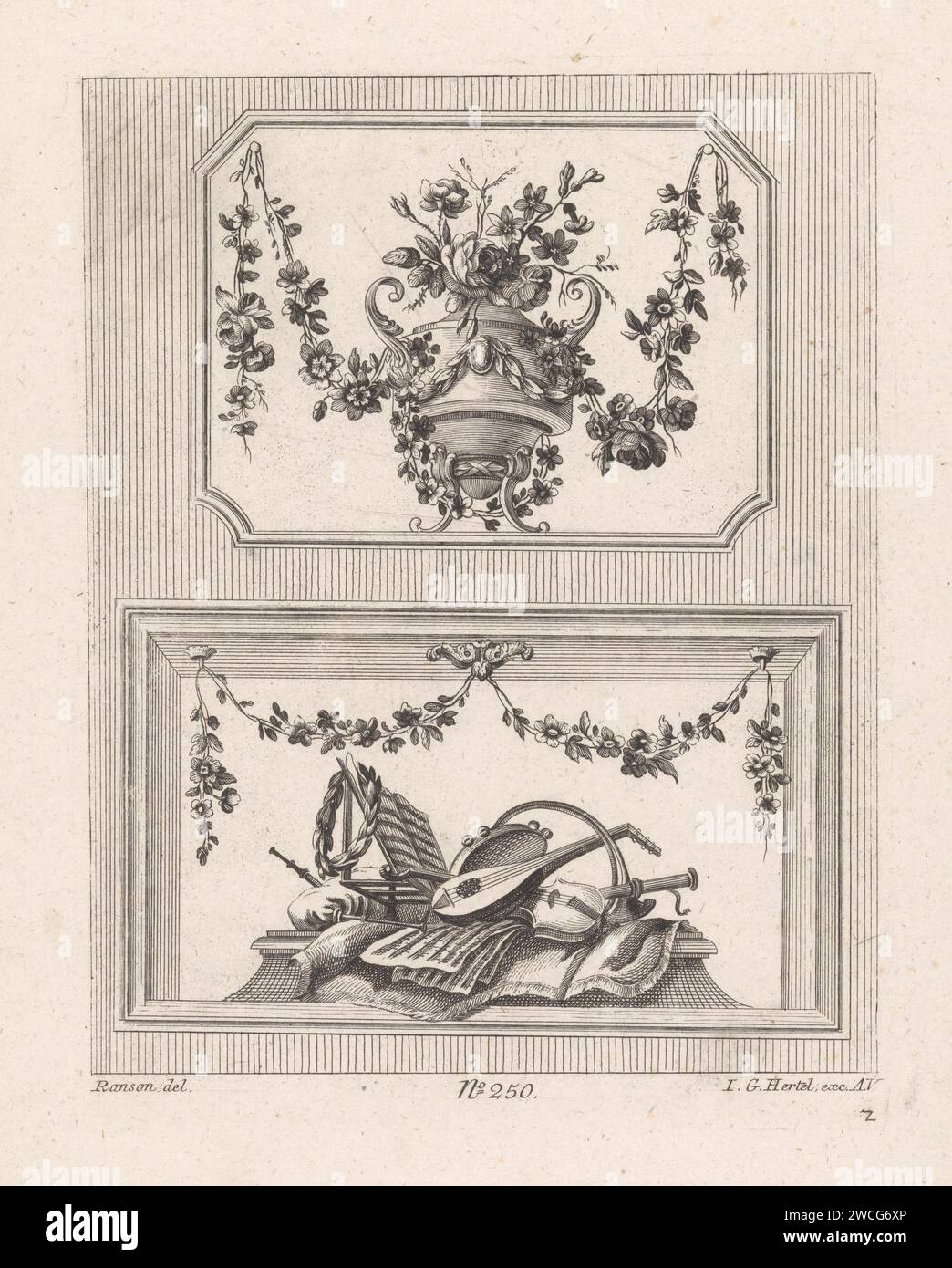 Musical Instruments 1775 Ornamentation sheet music hi-res stock photography and images - Alamy