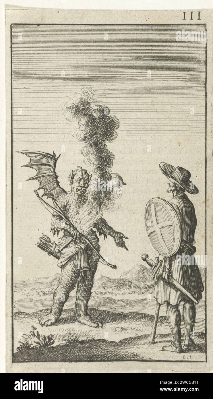 Christian meets Apollyon, Jan Luyken, 1684 print Print at the top right