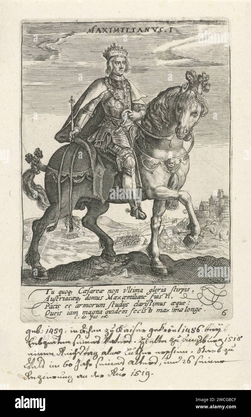 Maximilian I van Habsburg on horseback, Crispijn van de Passe (I), 1604