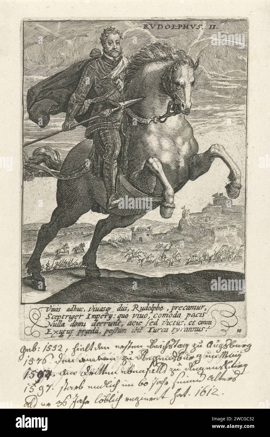 Rudolf II of Habsburg on horseback, Crispijn van de Passe (I), 1604