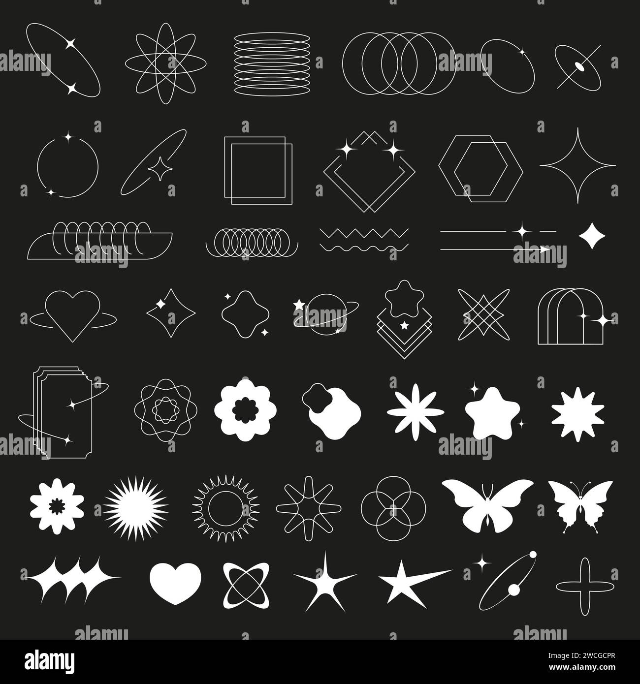 Arch frames with sparkles, minimalist elements Stock Vector