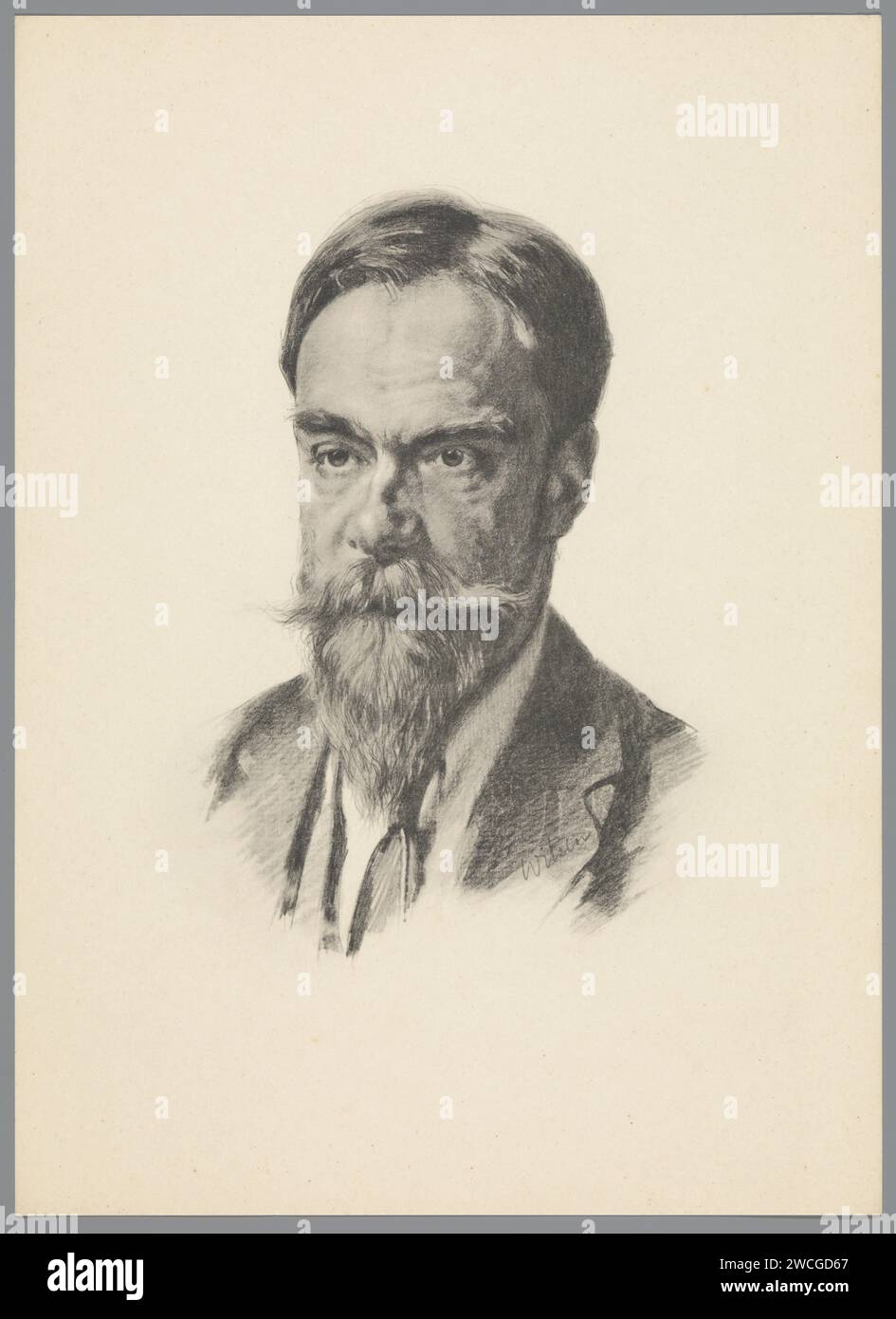 Reproduction to chalk drawing with portrait of Frans Coenen Jr., Anonymous, After Willem Witsen, c. 1860 - c. 1915 print  Netherlands paper collotype Stock Photo