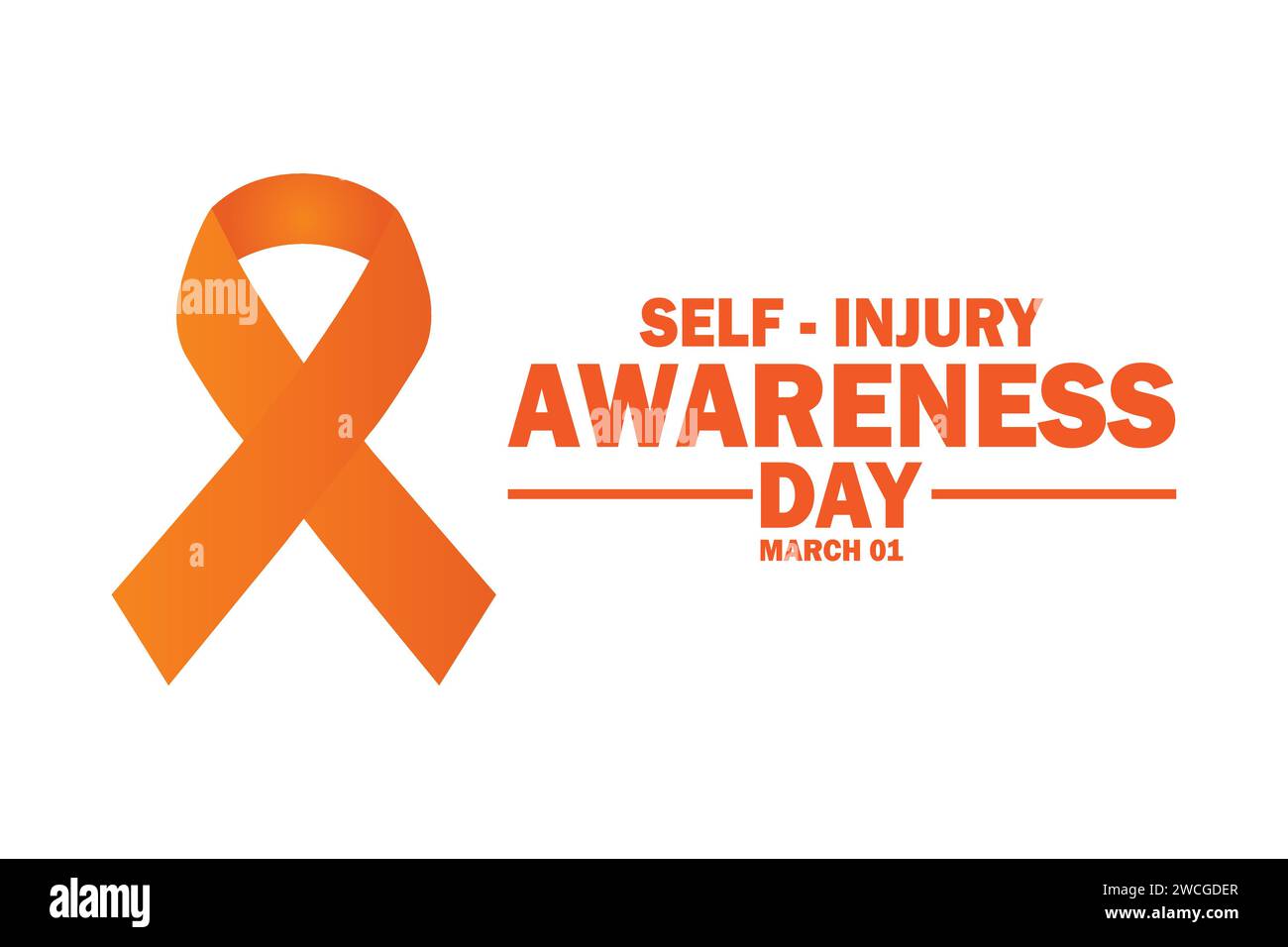 Self Injury Awareness Day Vector illustration. March 01. Holiday concept. Template for background, banner, card, poster with text inscription. Stock Vector
