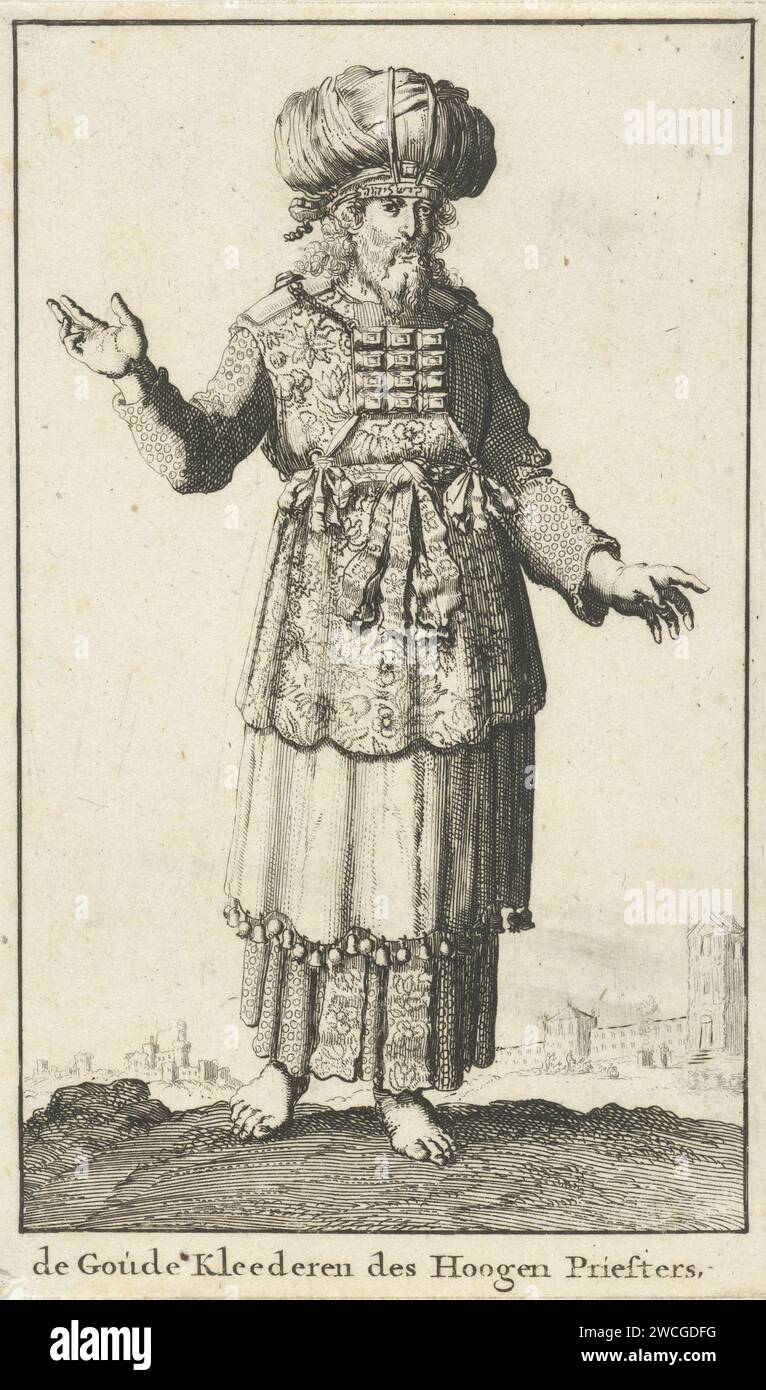 High priest in liturgical clothing (variant A), Jan Luyken, 1682 print ...