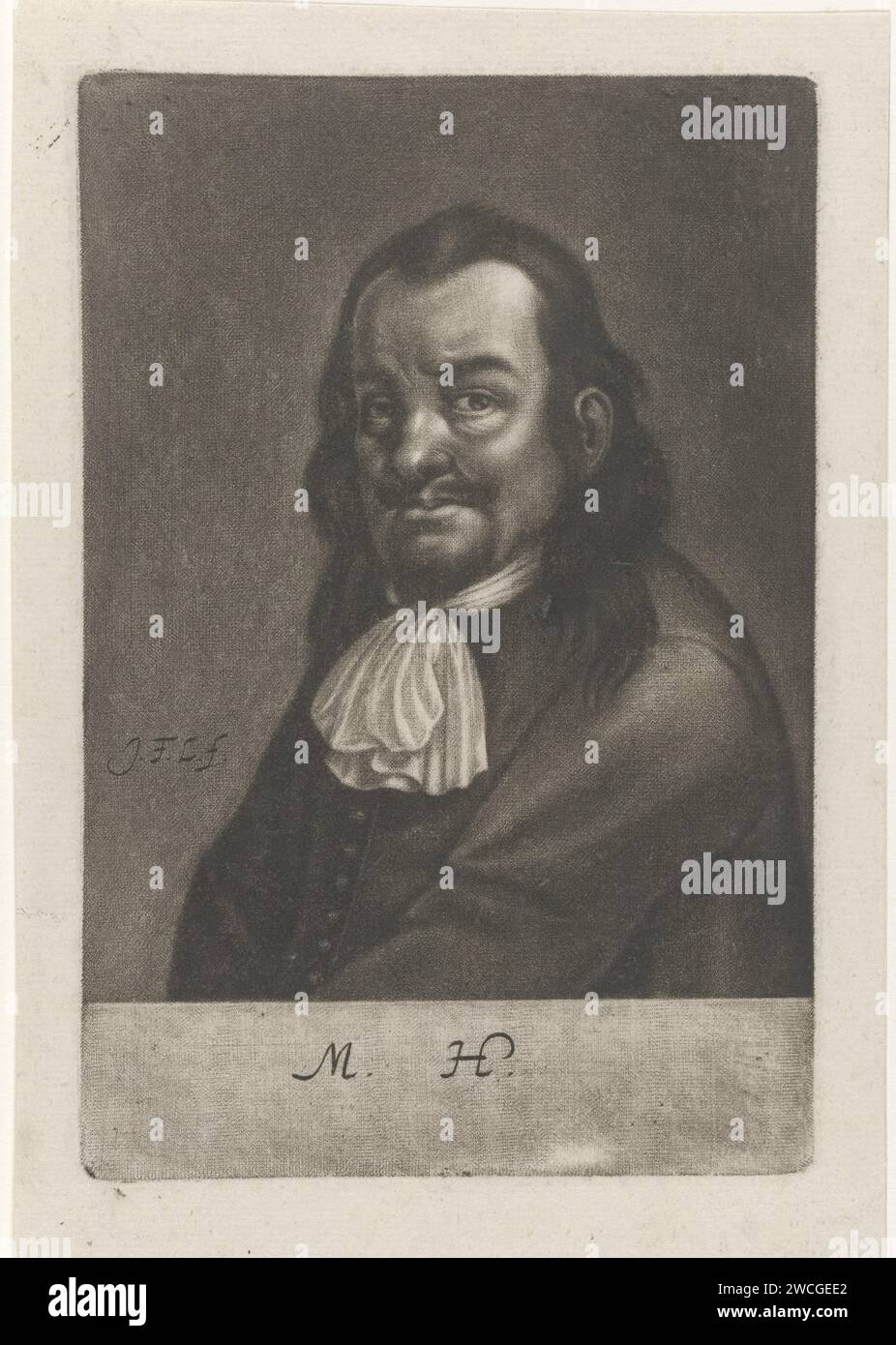 Portrait van Mart Hahn, Johann Friedrich Leonard, 1643 - 1680 print   paper Stock Photo