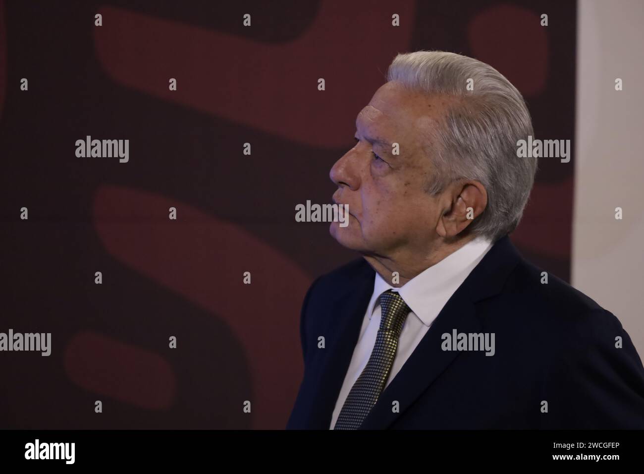 Mexico City Mexico 15th Jan 2024 The President Of Mexico Andres   Mexico City Mexico 15th Jan 2024 The President Of Mexico Andres Manuel Lopez Obrador At A Press Conference Before The Media At The National Palace In Mexico City On January 15 2024 In Mexico City Mexico Credit Image Luis Barroneyepix Via Zuma Press Wire Editorial Usage Only! Not For Commercial Usage! 2WCGFEP 