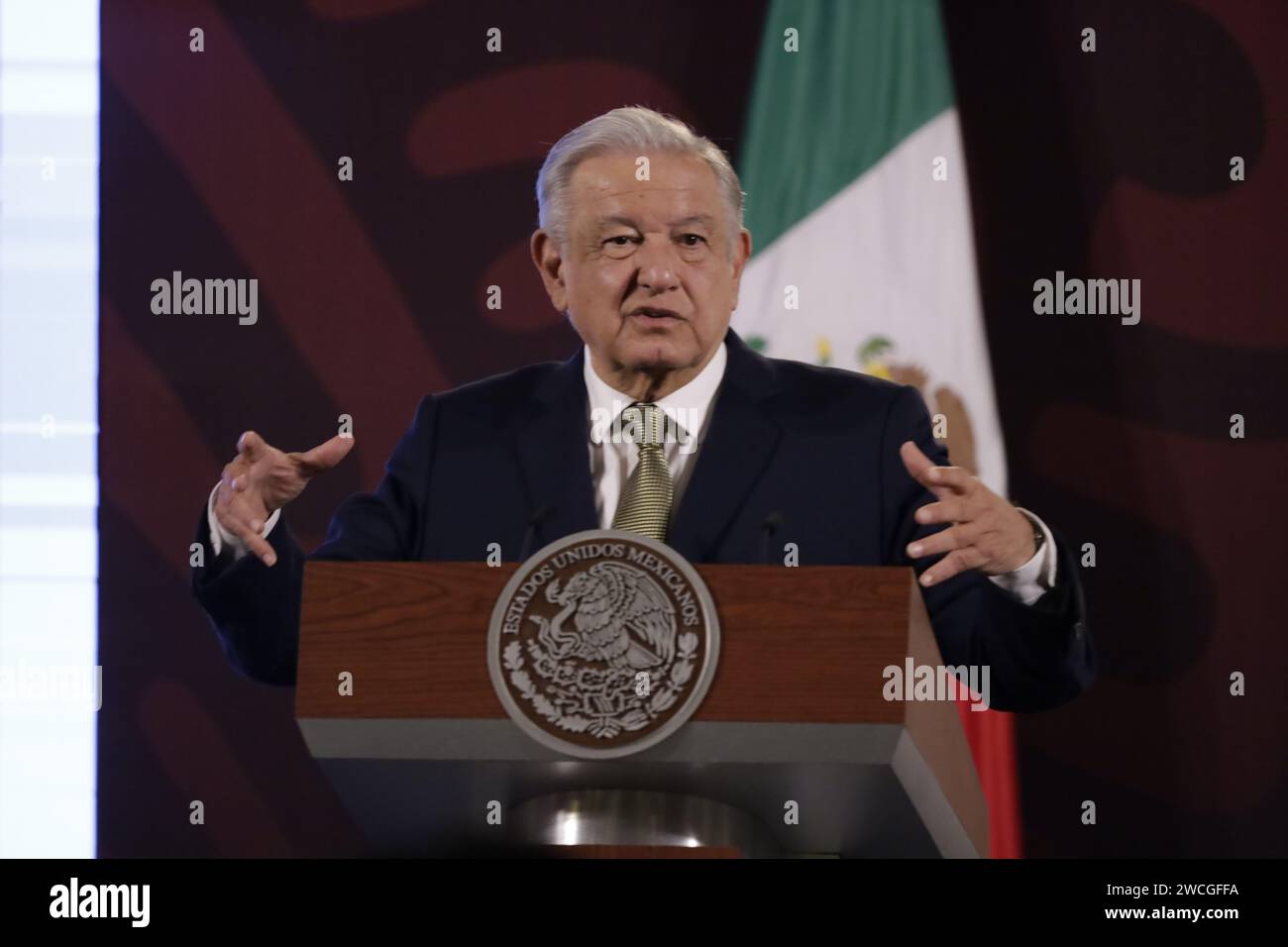 Mexico City, Mexico. 15th Jan, 2024. The president of Mexico, Andres
