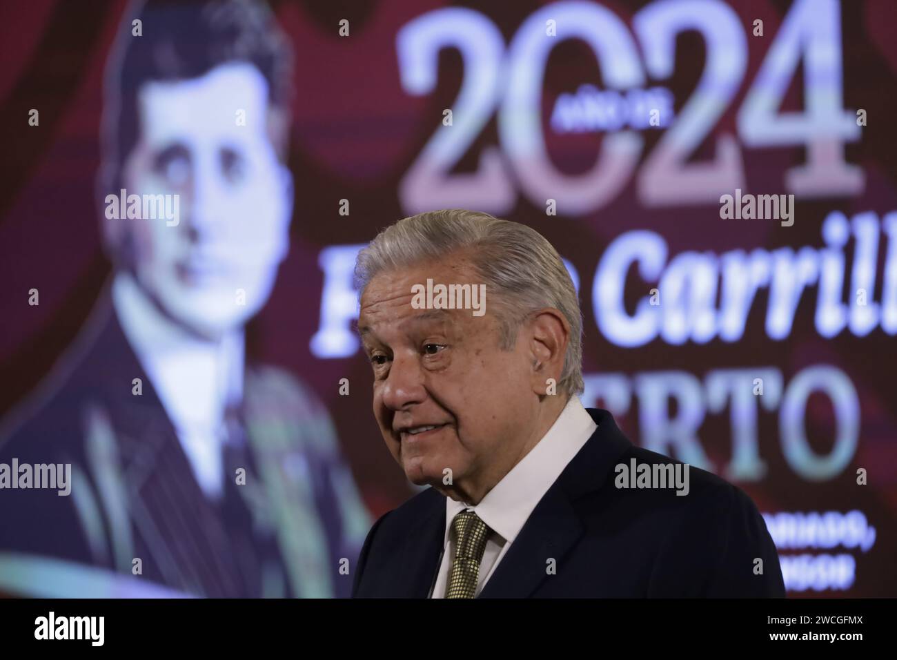 Mexico City, Mexico. 15th Jan, 2024. The president of Mexico, Andres