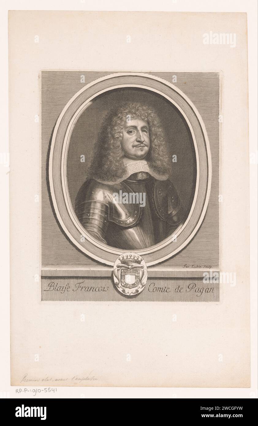 Portret van Blaise François Pagan, Jacques Lubin, 1696 1700 print