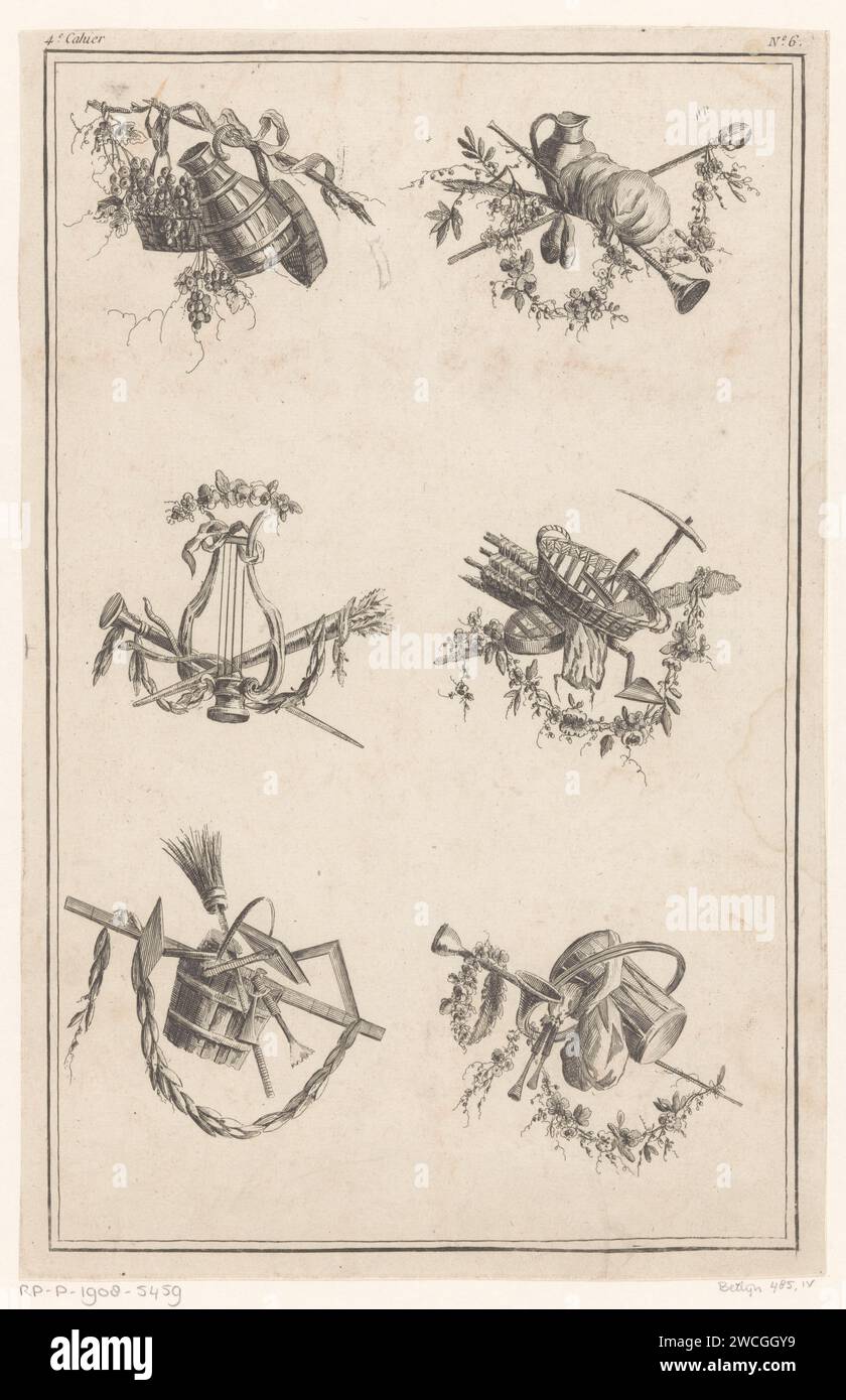 Trophies with agricultural objects, Jacques Juillet, After Pierre ...