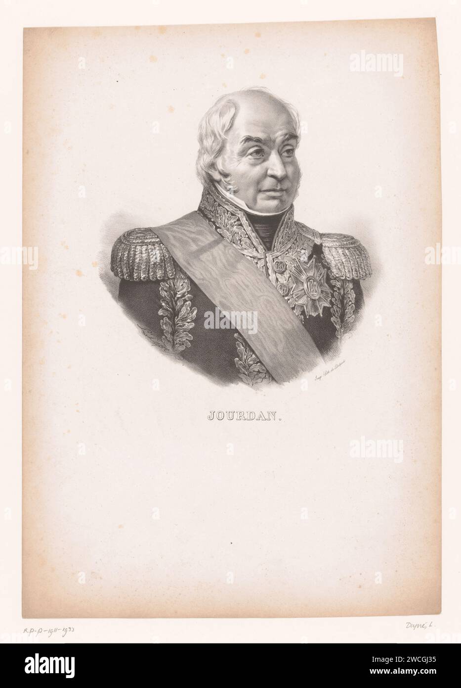Portret van Jean-Baptiste Jourdan, Louis Dupré, 1832 print  Paris paper  historical persons Stock Photo
