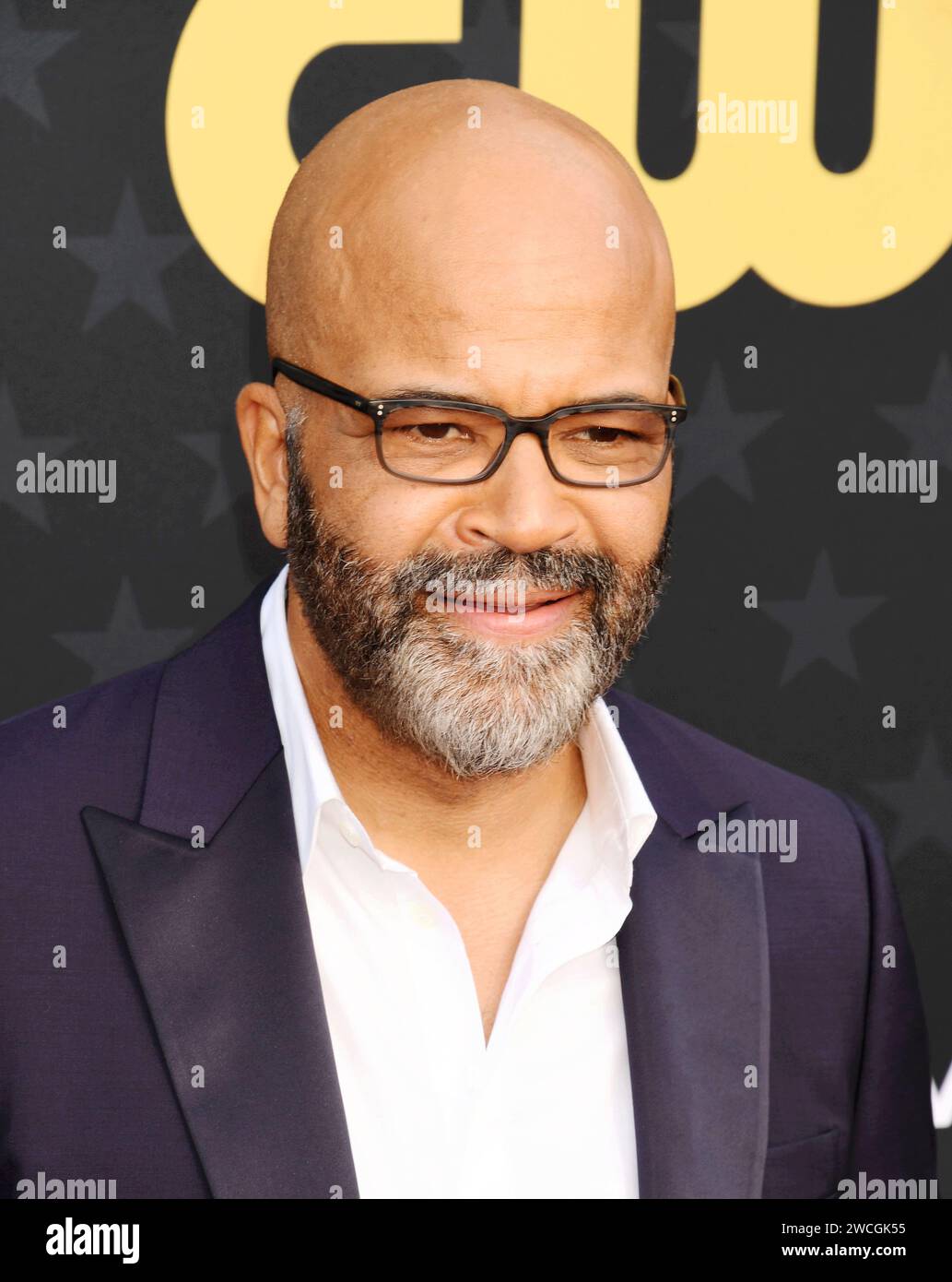 SANTA MONICA, CALIFORNIA - JANUARY 14: Jeffrey Wright attends the 29th Annual Critics Choice Awards at Barker Hangar on January 14, 2024 in Santa Moni Stock Photo