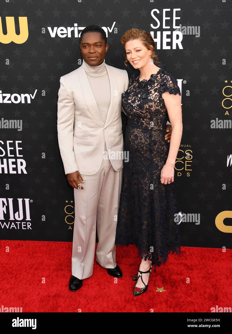 SANTA MONICA, CALIFORNIA - JANUARY 14: (L-R) David Oyelowo and Jessica