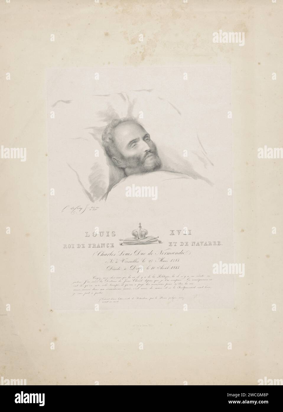 Karl Wilhelm Naundorff on his death bed, Cornelis de Cocq, 1845 print ...