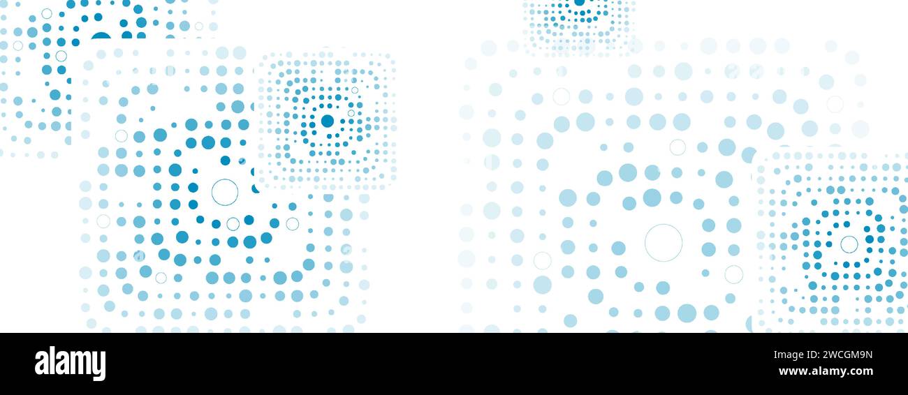 Abstract geometric squares with blue halftone dots abstract background ...