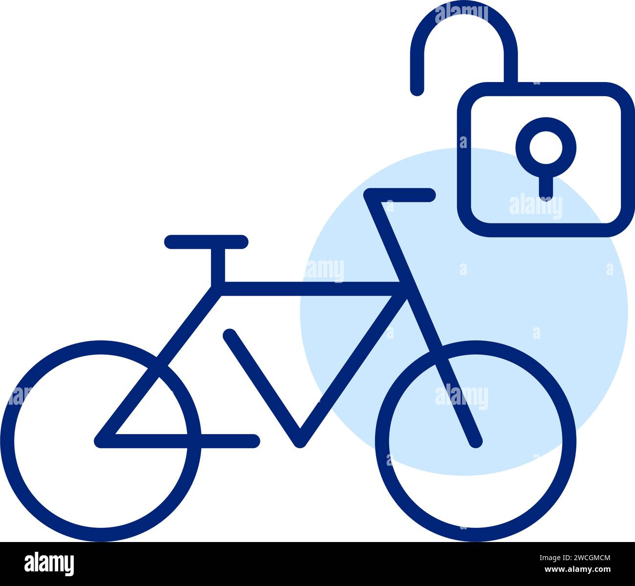 Unlocking rental bicycle. Pixel perfect, editable stroke Stock Vector