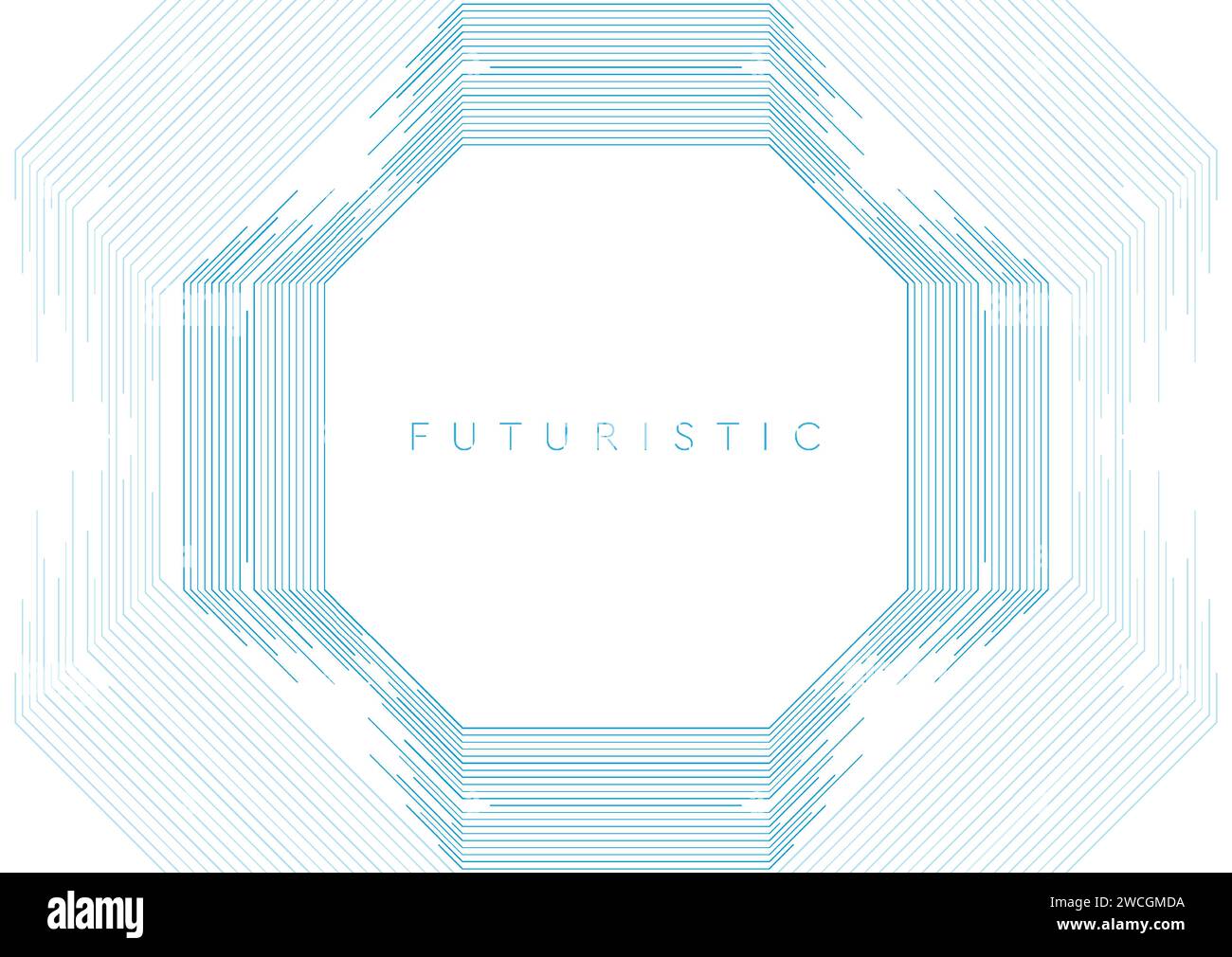 Blue octagonal lines abstract futuristic technology background. Vector design Stock Vector