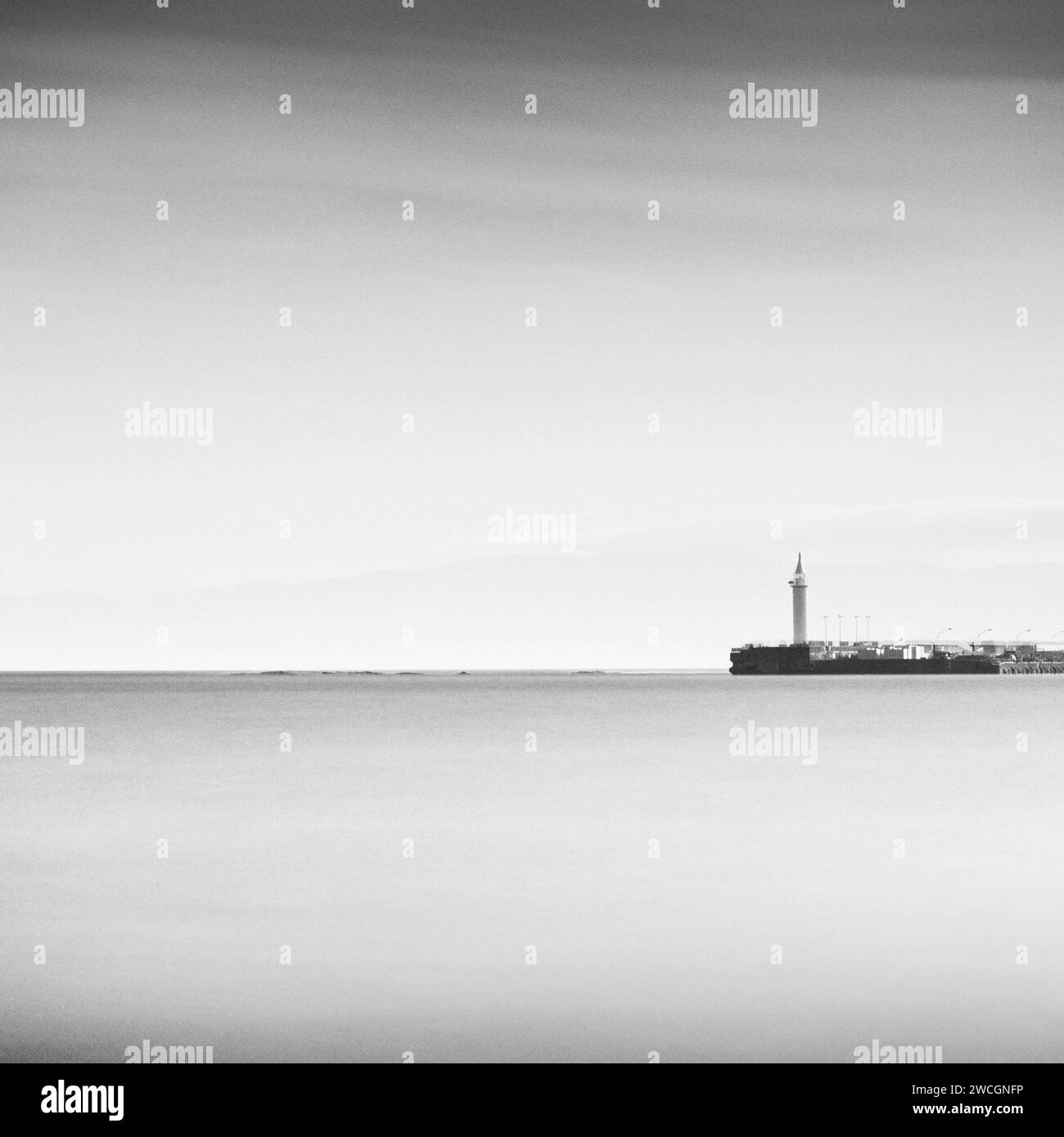 Long exposure of jetty in the sea, Kanagawa Prefecture, Japan Stock Photo