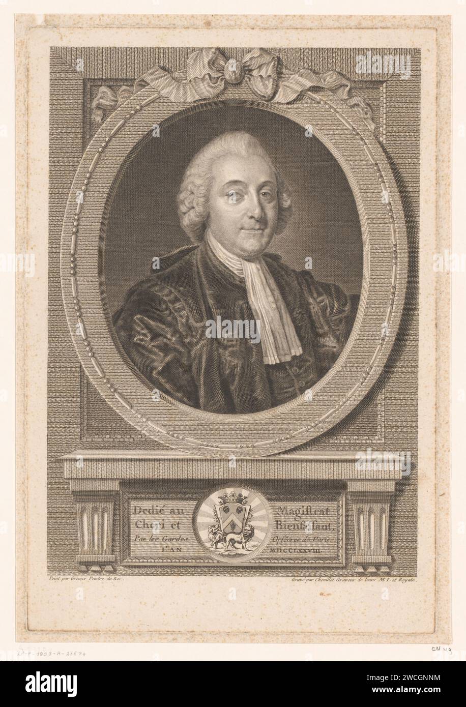 Portret van JeanCharlesPierre Lenoir, Justus Chevillet, after Jean