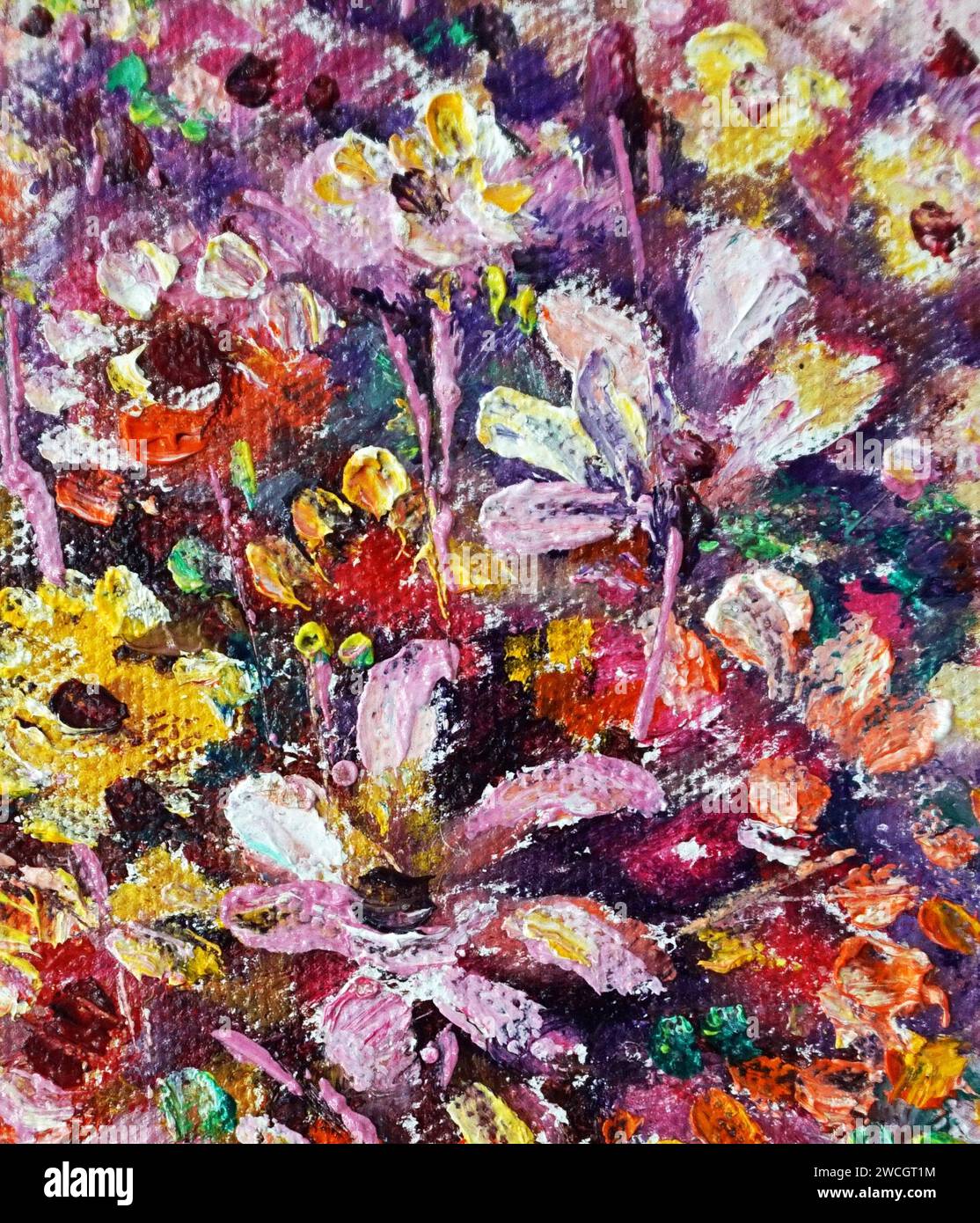 Original oil painting abstract color petal flower Stock Photo - Alamy