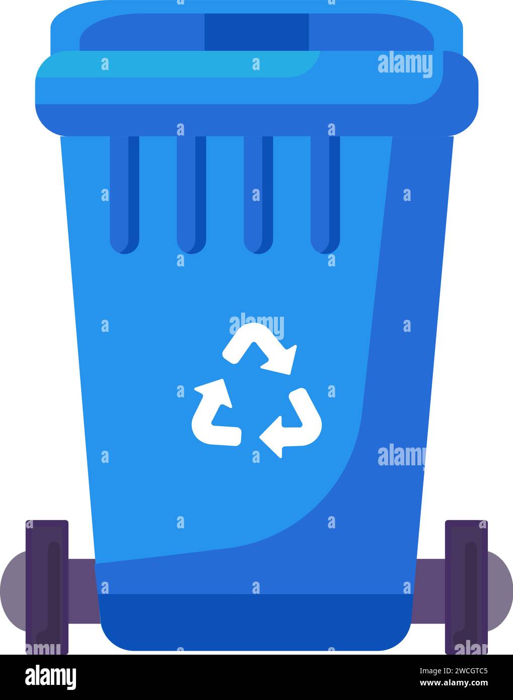 Close Lid transportable container for storing, recycling and sorting used household paper waste. Closed empty and filled trash can with recycle sign. Stock Vector