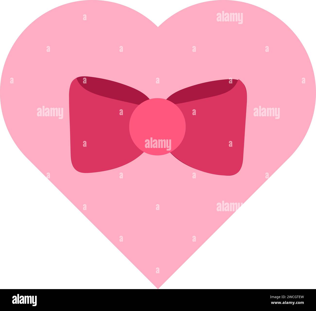 Heart decorated fabric elegant bow icon vector. Attractive decoration surprise for lovely person boy or girl. Saint valentine day celebration with tex Stock Vector