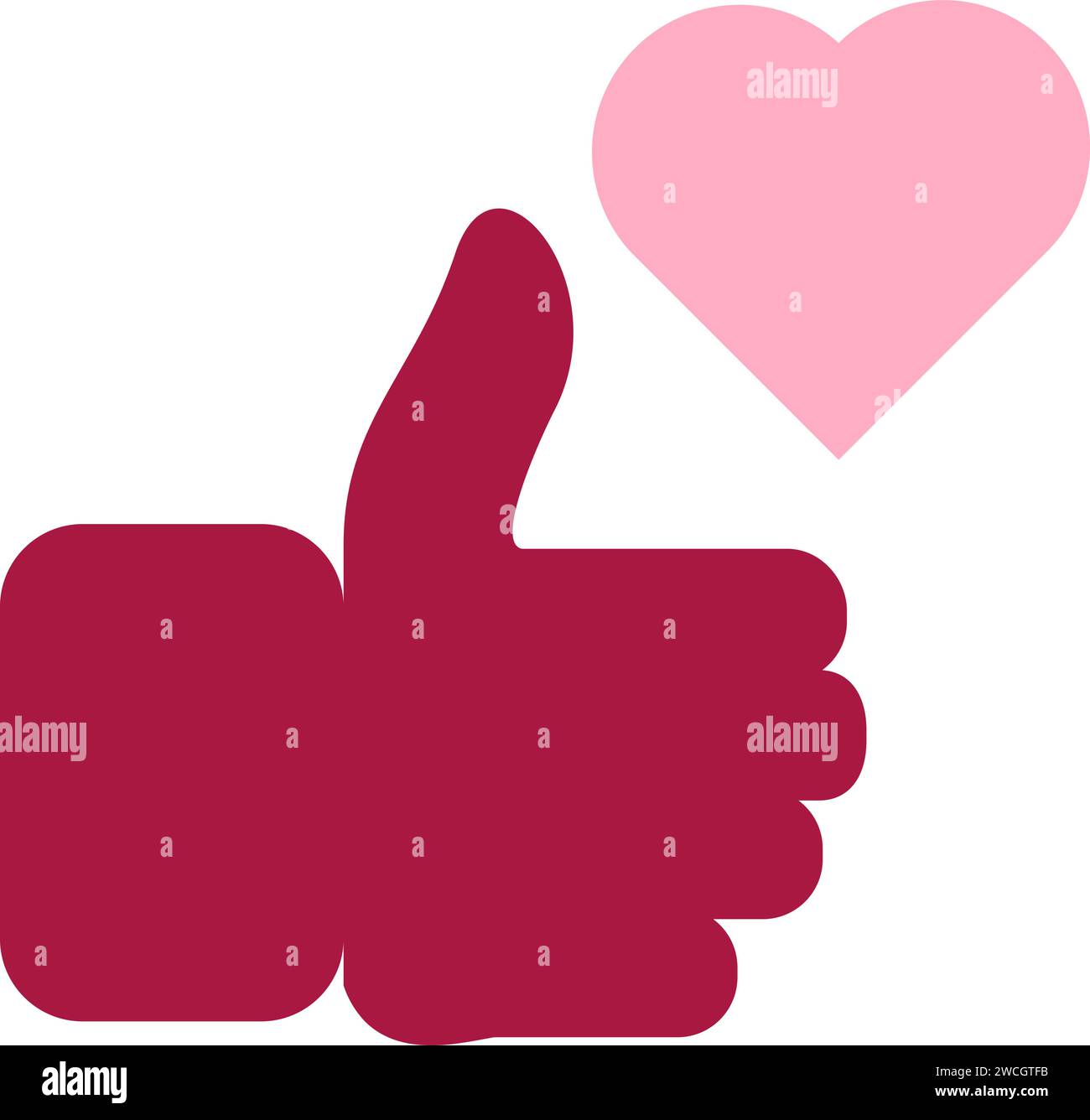 Like gesture on photo in social media icon vector. Thumb up and heart symbol for web site or mobile application. Hand finger gesturing of love, approv Stock Vector