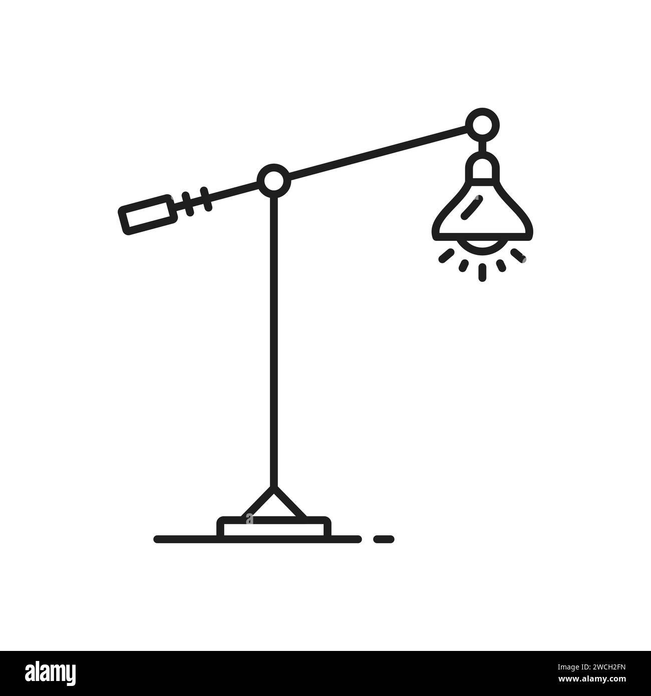 Floor lamp line icon, home lighting and light fixture in outline vector. Reading lamp or room uplighter with lightbulb and lampshade, line pictogram of lighting fixture for interior design element Stock Vector