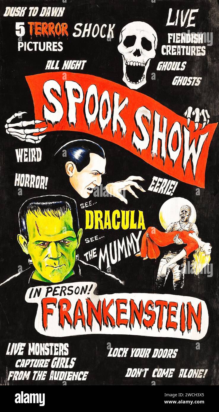 Spook Show (1960s) Vintage horror poster feat Frankenstein, Dracula
