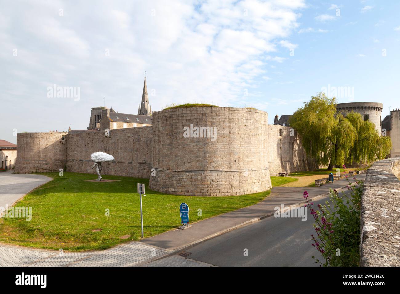 Guingamp, France - May 04 2022: The castle of Pierre II is a former fortified castle, from the beginning of the 11th century, located in the town of G Stock Photo