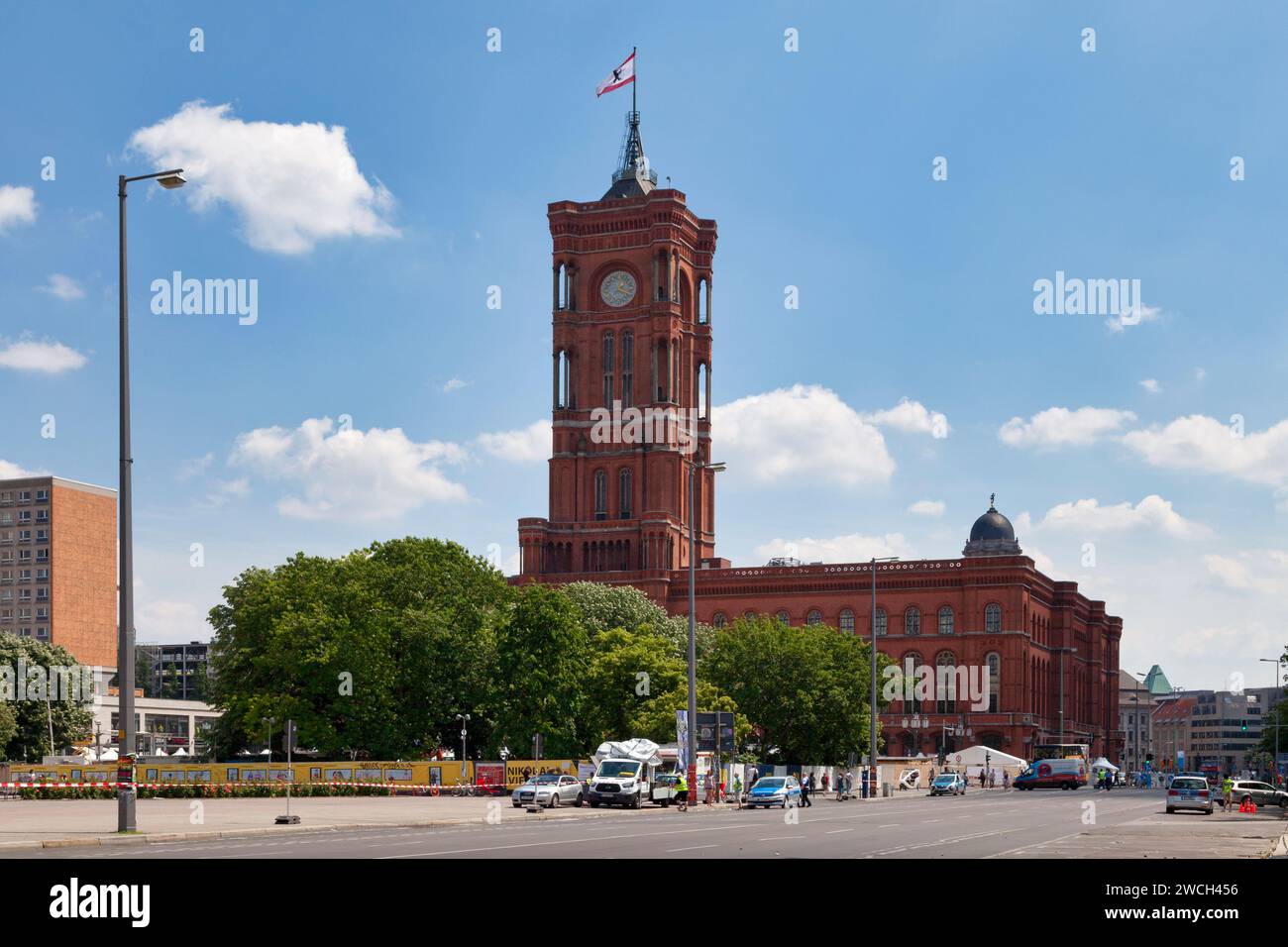 Berlin, Germany - June 01 2019: The Rotes Rathaus (Red City Hall) is the town hall of Berlin, located in the Mitte district. It is the home to the gov Stock Photo