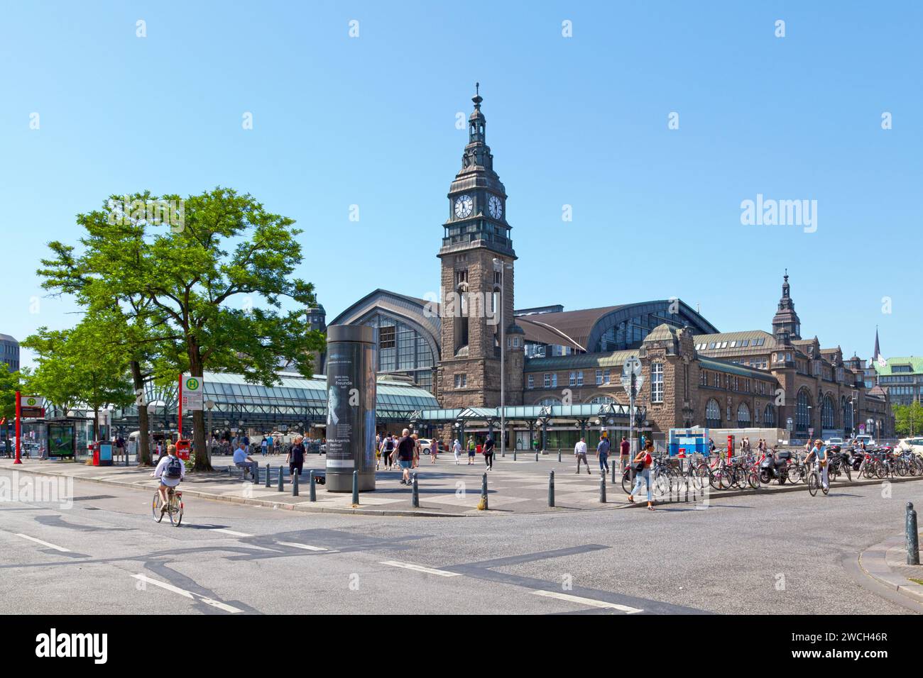 Hamburg, Germany - June 30 2019: Hamburg Hauptbahnhof (abbrev. Hamburg Hbf) is the main railway station of the city of Hamburg and is classed by Deuts Stock Photo