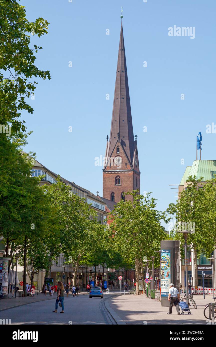Hamburg, Germany - June 30 2019: St. Peter's Church (German: Hauptkirche St. Petri) stands on the site of many former cathedrals. Built by order of Po Stock Photo