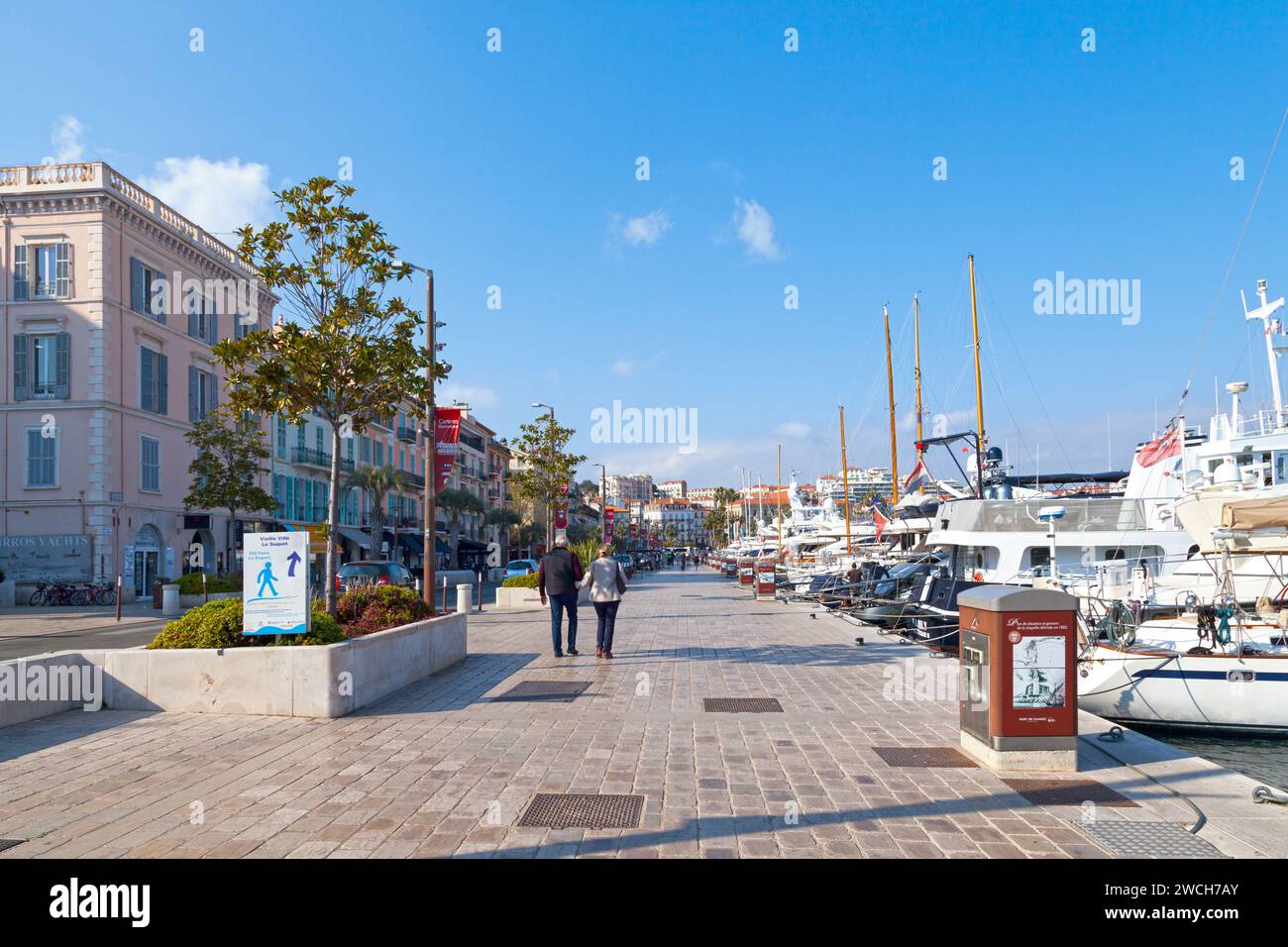Cannes, France - March 25 2019: St. Peter's quay along the Old Port of Cannes. Stock Photo