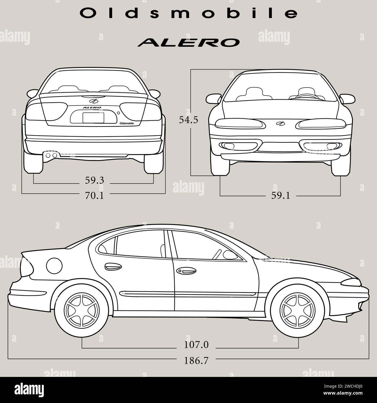 2001 Oldsmobile Alero car blueprint Stock Vector Image & Art - Alamy
