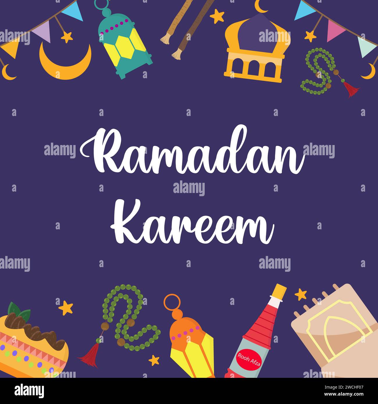 Ramadan Kareem Poster Flat Illustration Stock Photo - Alamy