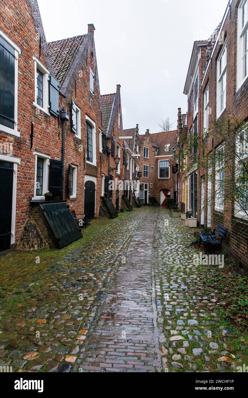 old houses in the Kuiperspoort lane, Middelburg, Walcheren, Zeeland