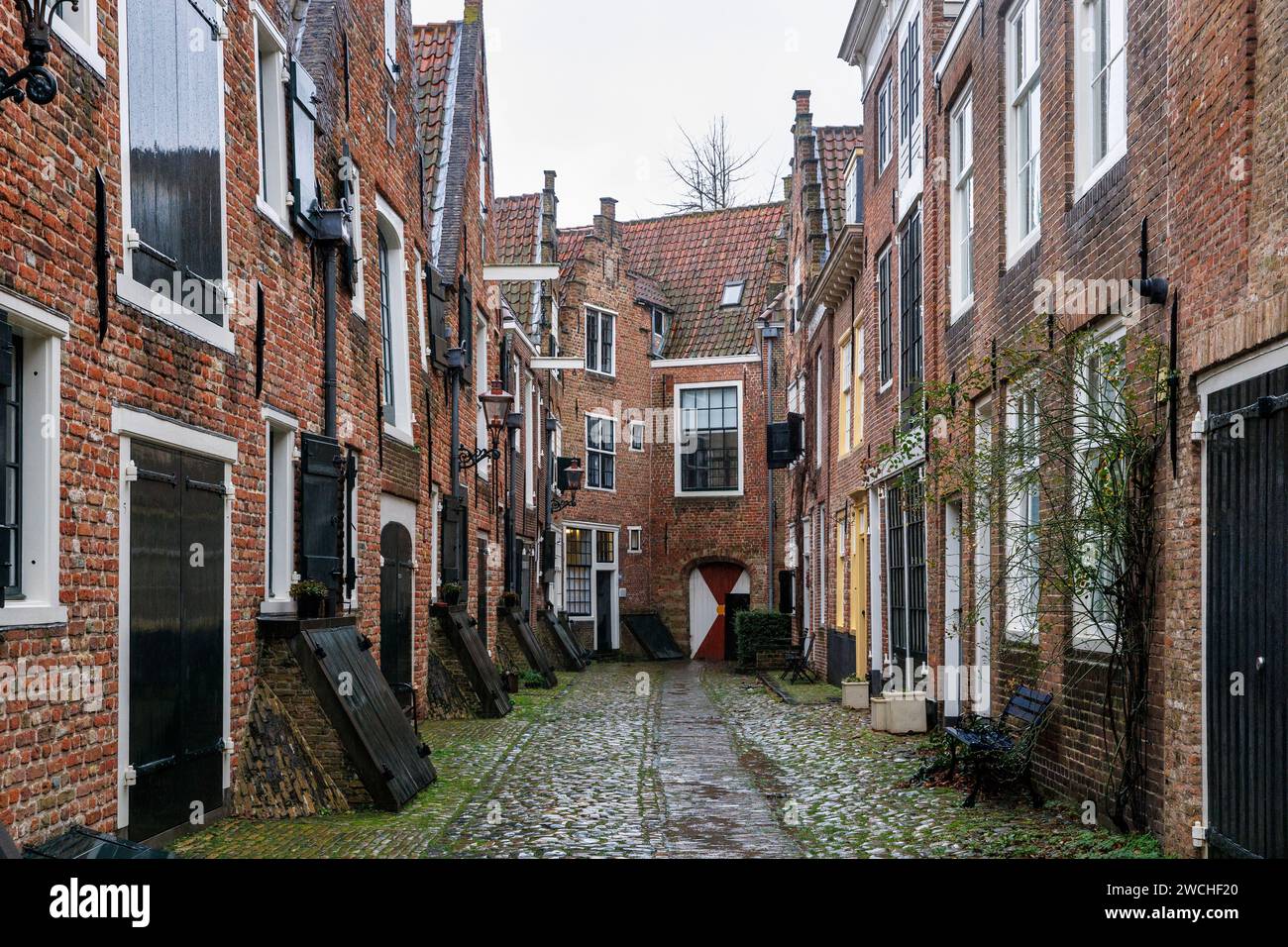 old houses in the Kuiperspoort lane, Middelburg, Walcheren, Zeeland