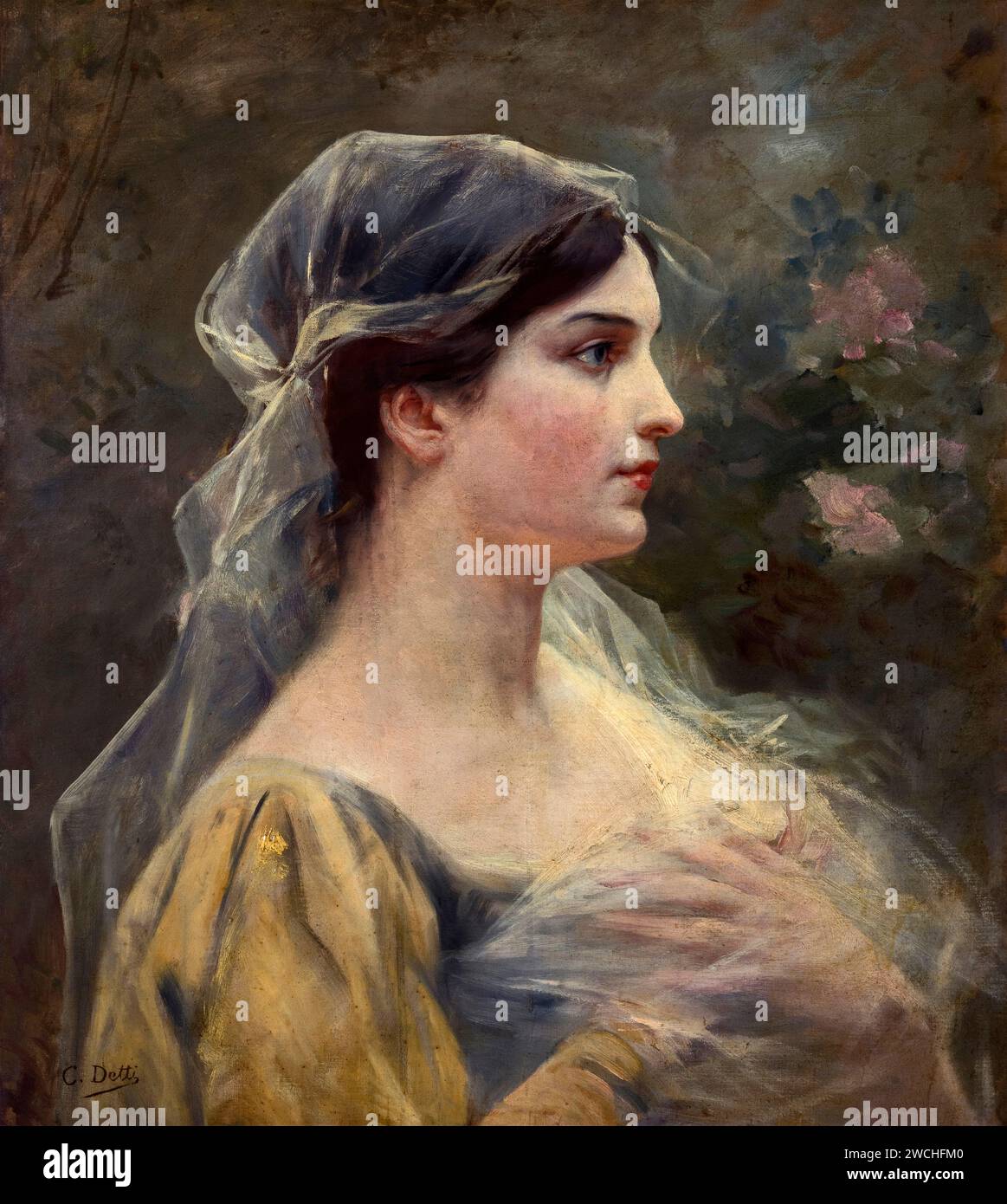 Profilo di Vergine  - olio su tela - Cesare Detti  - XIX  secolo - Reggio Emilia, Galleria Luigi Parmeggiani Stock Photo