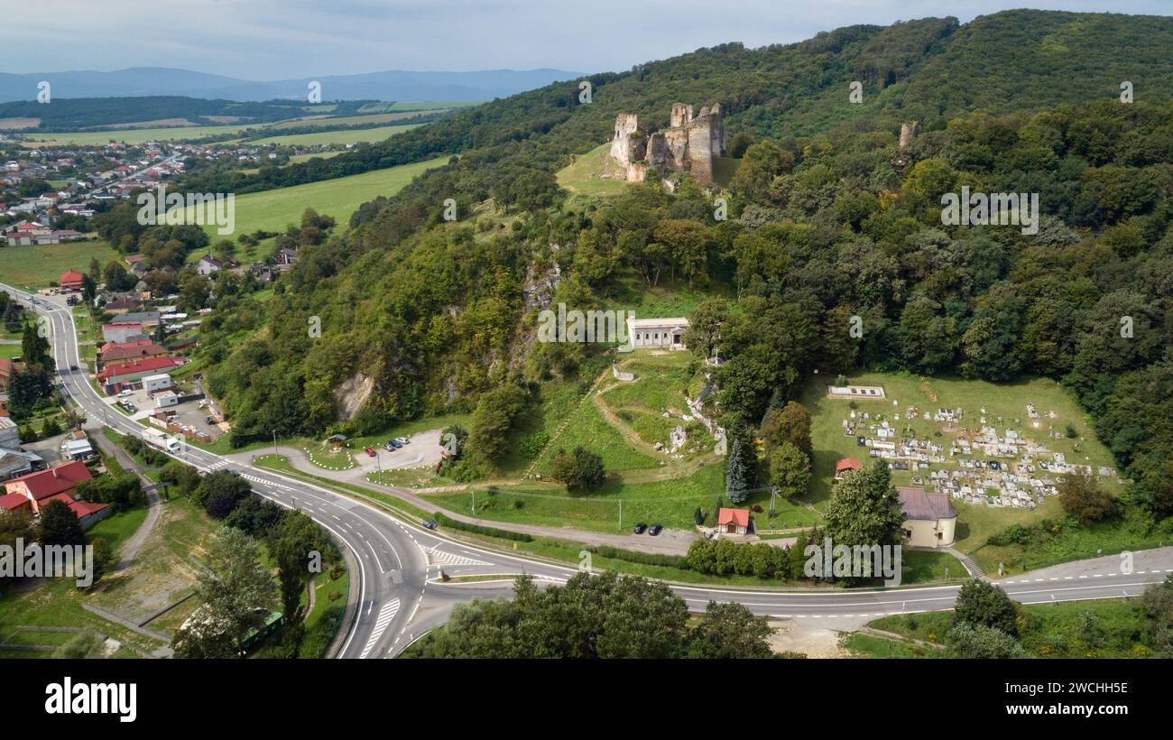 Aerial View Of Cicva Castle Ruins Sedliska Podcicva Village aerial-view-of-cicva-castle-ruins-sedliska-podcicva-village