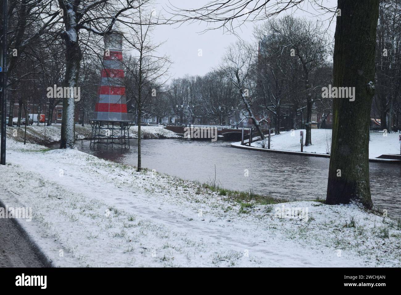 Netherlands. 14th Jan, 2024. Snowfall blankets the northern region of