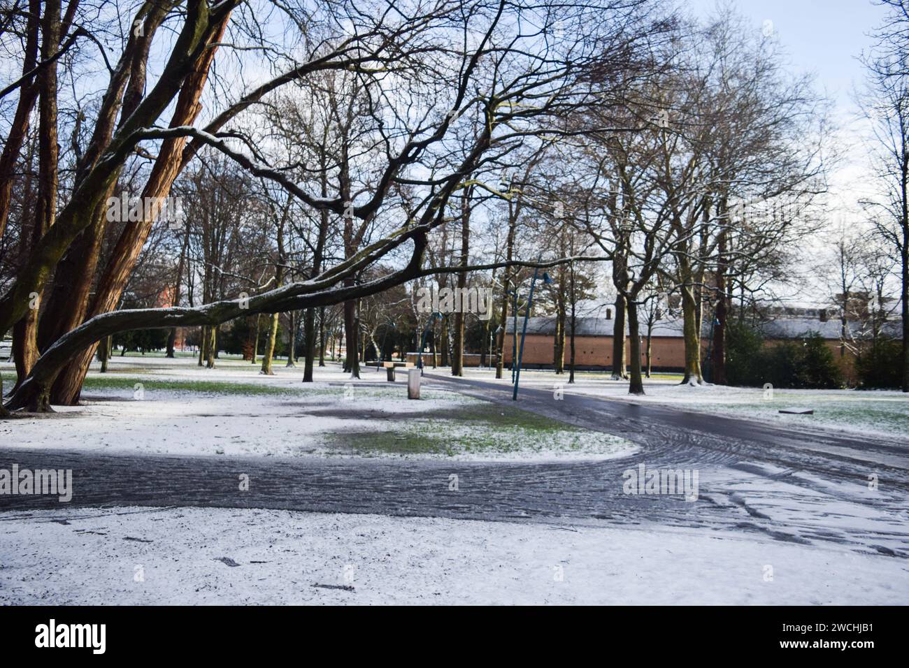 Netherlands. 14th Jan, 2024. Snowfall blankets the northern region of