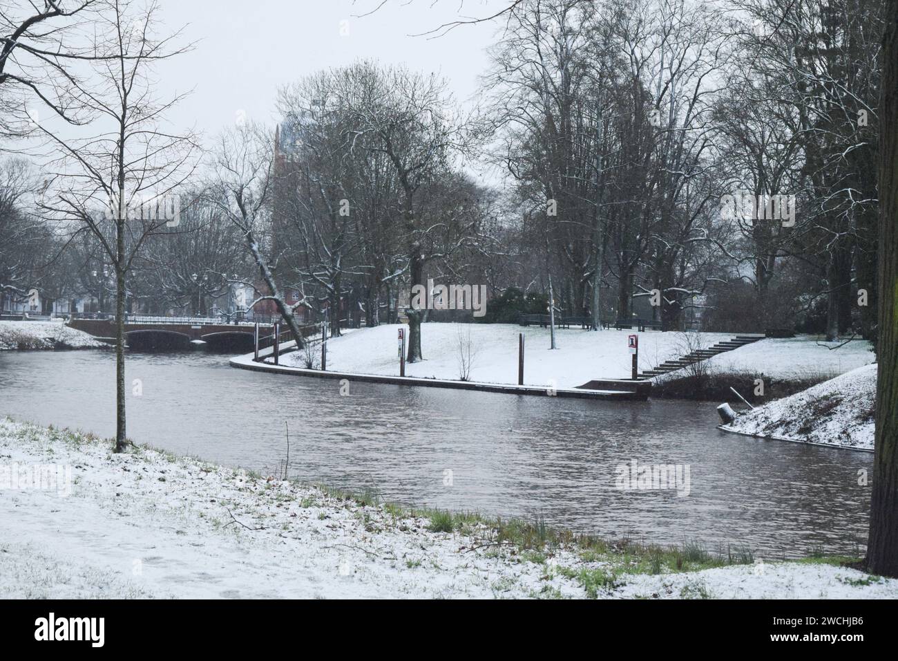 Netherlands. 14th Jan, 2024. Snowfall blankets the northern region of