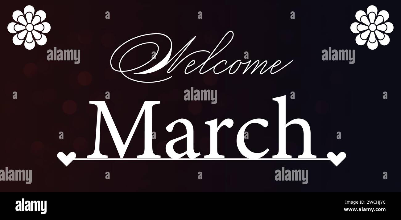 Welcome March Stylish Text illustration Design Stock Vector